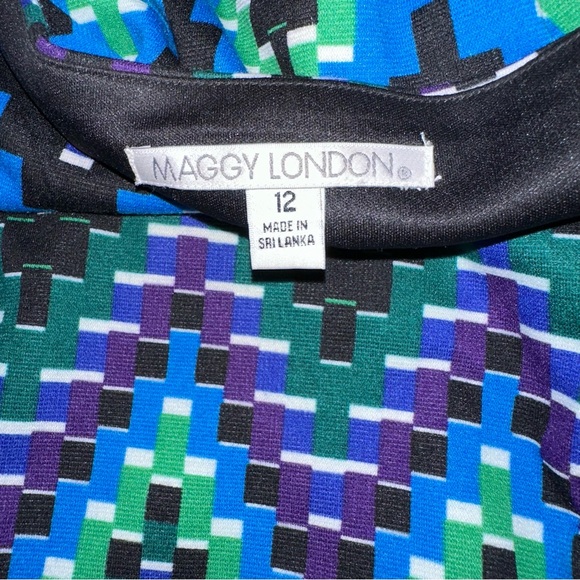 Maggy London dress blue pixelated chevron print - Picture 11 of 12